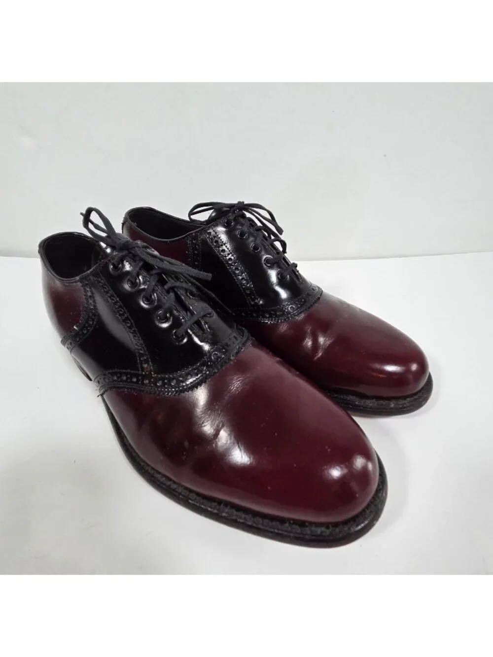 Bostonian Two-Tone Burgundy and Black Leather Oxfords